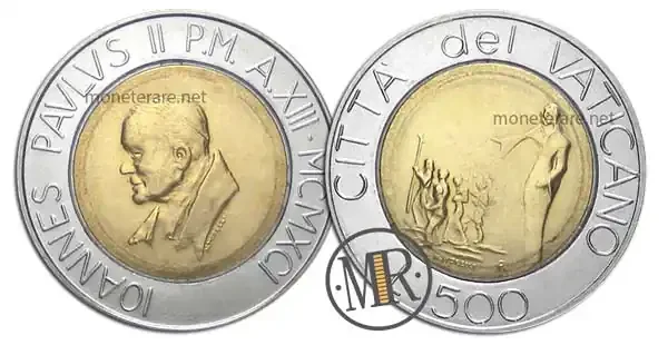 500 Lire Bimetalliche Vaticano 1991 Geht und predigt