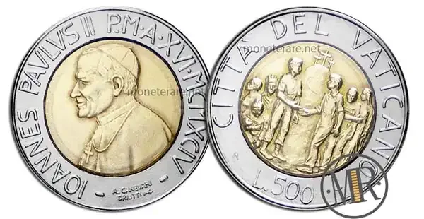 500 Lire Bimetalliche Vaticano 1994 Rassismus und Solidarität