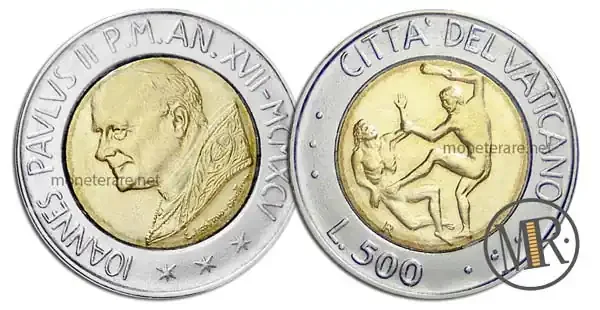 500 Lire Bimetalliche Vaticano 1995 Die Gewalt