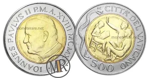 500 Lire Bimetalliche Vaticano 1996 Katechismus