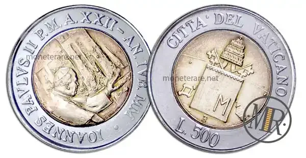 500 Lire Bimetalliche Vaticano 2000 Pilgerreise ins Heilige Land
