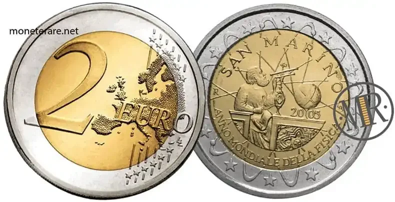 2 Euro Gedenkmünzen San Marino 2005 Weltphysik