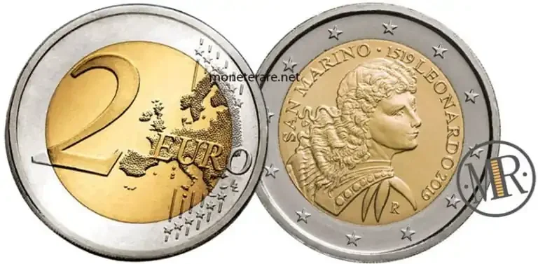 2 Euro Gedenkmünzen San Marino 2019 Leonardo da Vinci