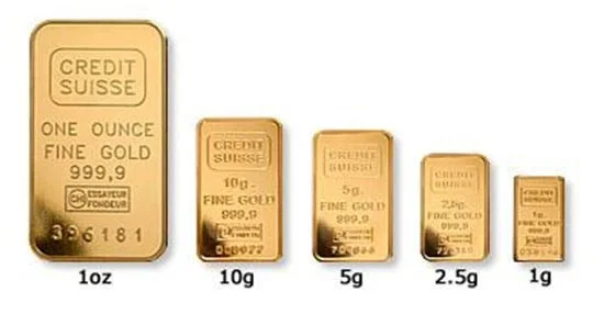 Gold in Barren unterschiedlicher Gewichtsklassen kaufen