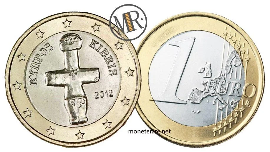 1 Euro Münze Zypern mit Kreuz