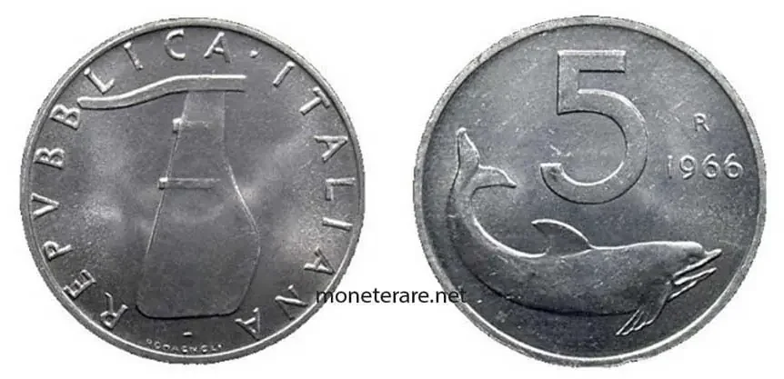5 Lire Delfino im Katalog seltener italienischer Münzen
