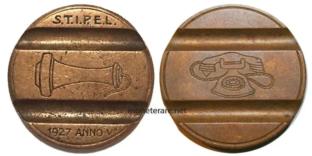 Telefonchip STIPEL 1927 im Katalog der italienischen Münzen
