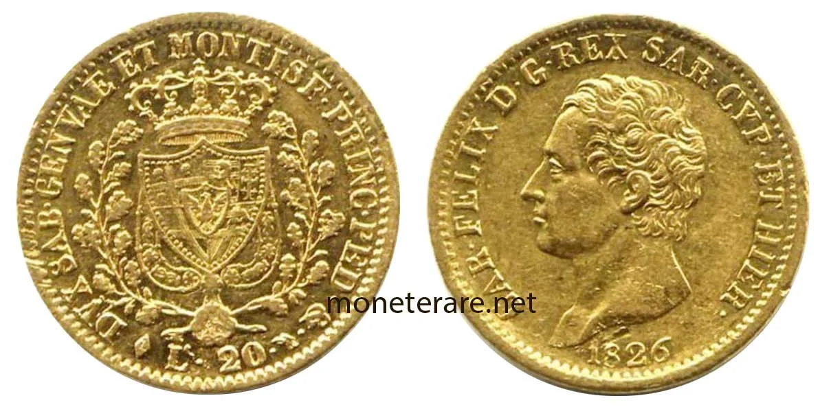 Marengo Carlo Felice Königreich Sardinien - 20 Lire Gold