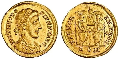 römische imperialen Münzen Kaiser Theodosius