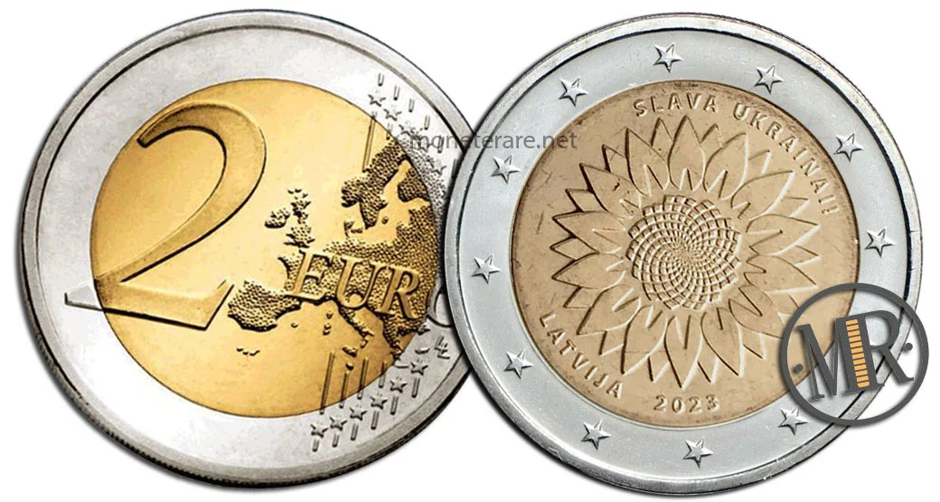 2 Euro Gedenkmünzen Lettland 2023 Sonnenblume für die Ukraine