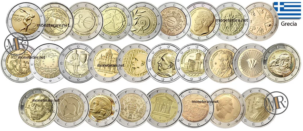 2 Euro Commemorativi Grecia — collage di tutte le emissioni