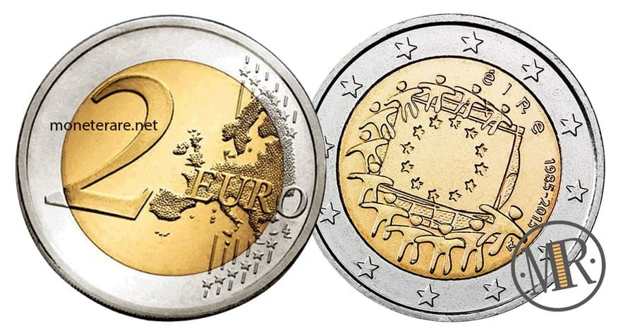 2 Euro Irland 2015 – 30 Jahre Europaflagge — Münzvorderseite