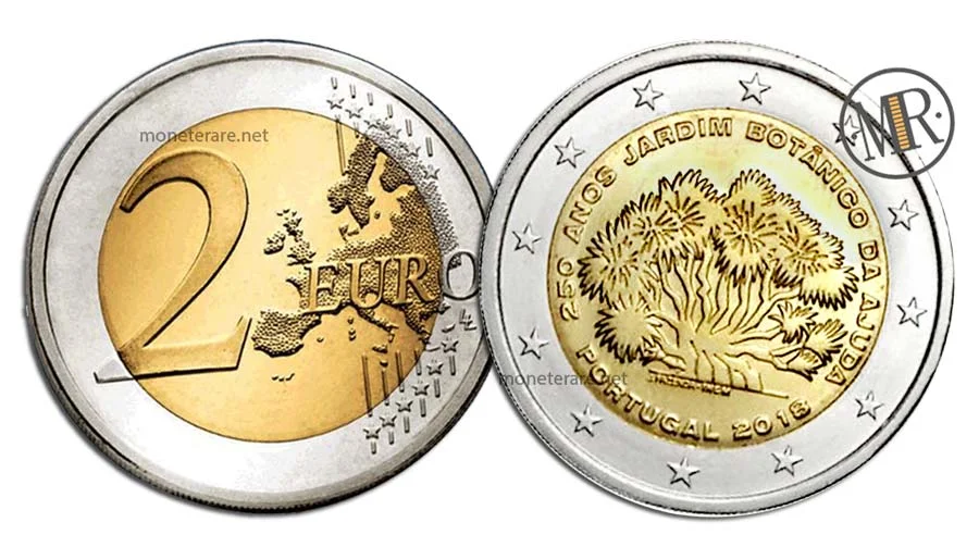 2-Euro-Gedenkmünze Portugal 2018 Botanischer Garten von Ajuda
