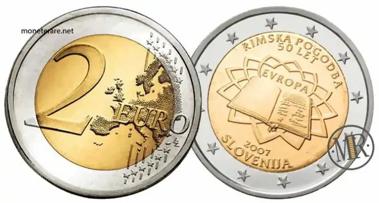 2-Euro-Gedenkmünze Slowenien 2007 – 50 Jahre der Römischen Verträge — Münzvorderseite