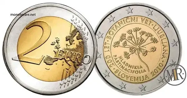 2 Euro Slowenien 2010 – 200 Jahre Botanischer Garten Lupiana — Münzvorderseite