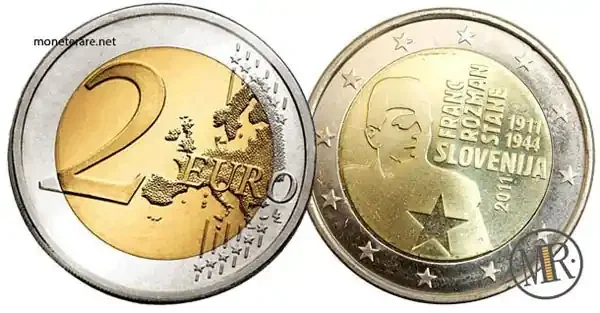 2 Euro Slowenien 2011 – 100 Jahre Geburt von Franc Rozman — Münzvorderseite