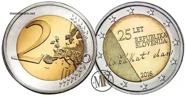 2 Euro Slowenien 2016 – 25 Jahre Unabhängigkeit der Republik Slowenien — Münzvorderseite