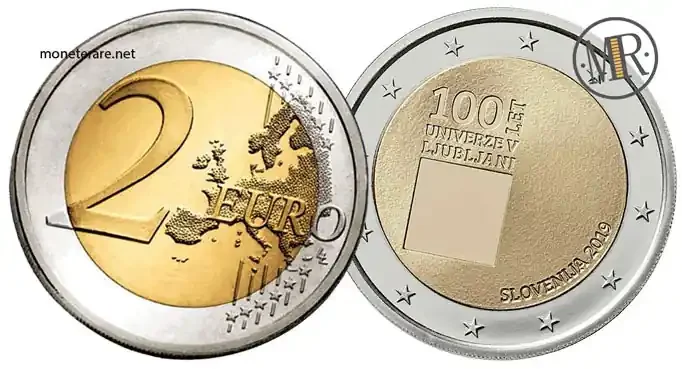 2-Euro-Gedenkmünze Slowenien 2019 – Universität — Münzvorderseite
