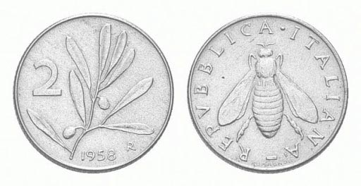 2 lire 1958 rare