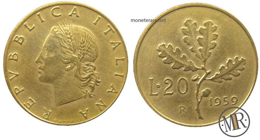 20 Lire Eiche 1959