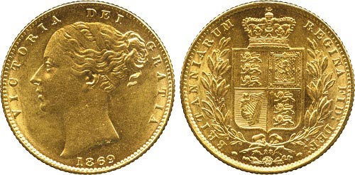 Sovereign 1869 mit Königin Victoria