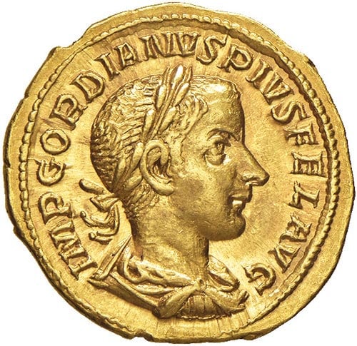 Römische Münze Aureus Gordian III