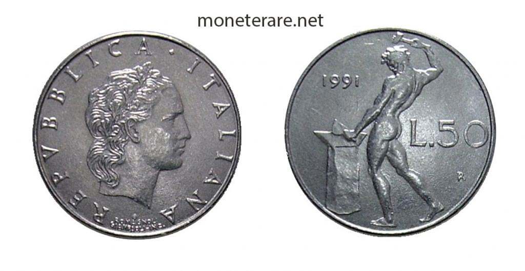 moneta da 50 lire piccole - micro