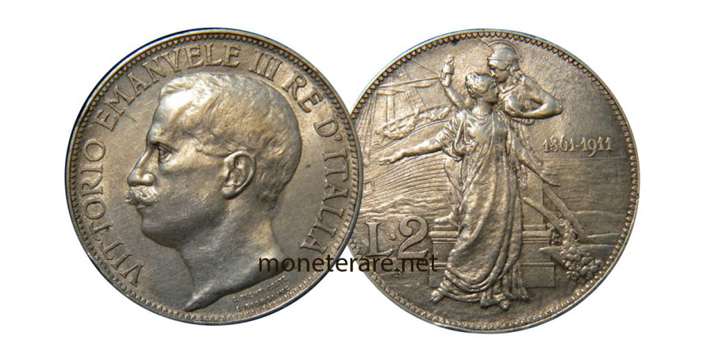 2 Lire Vittorio Emanuele III Cinquantenario