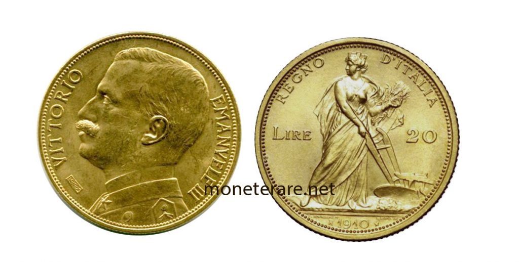 Napoléon d’or Vittorio Emanuele III Aratrice – 20 Lire Gold