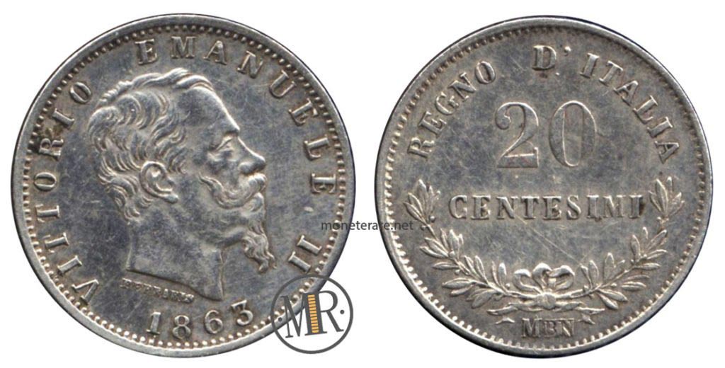 20 Centesimi 1863 Valore Vittorio Emanuele II