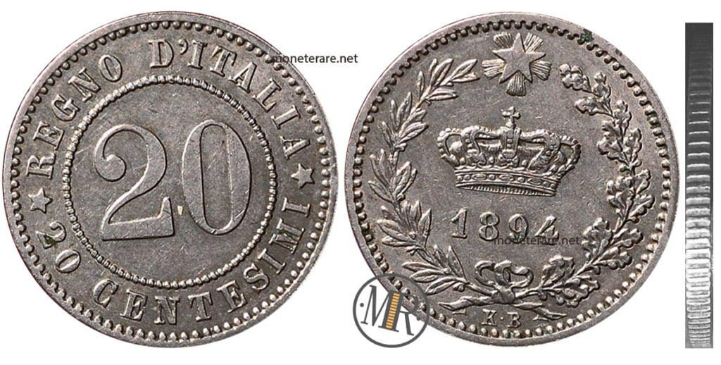 Nichelino 20 Centesimi 1894 Umberto I 