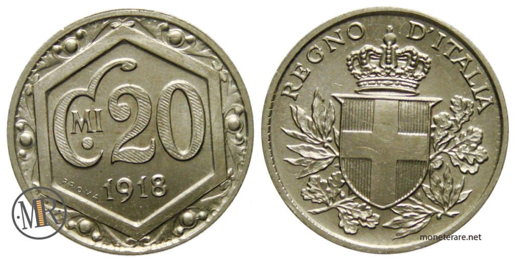 20 Centesimi Esagono 1918 Vitt. Em III PROVA