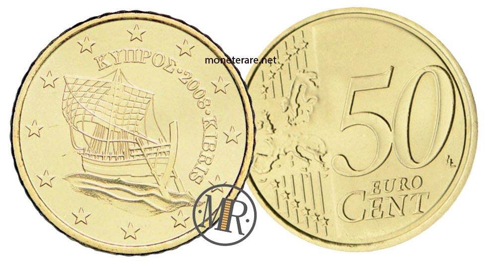 50 Eurocent Zypern mit Schiff - Münzen Zypern