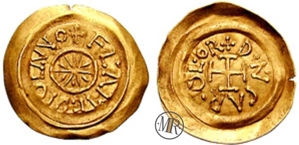 Goldmünze: Tremissis von Karl dem Großen