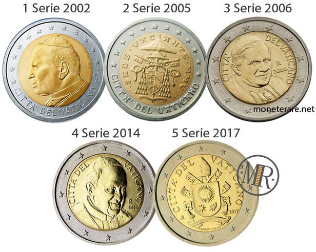 2 Euro Stadt des Vatikan die 5 Serien
