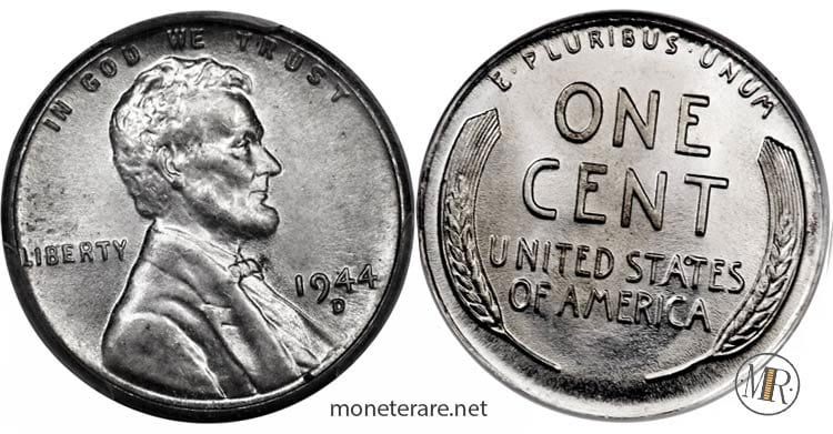seltene-amerikanische-1 Cent Münze USA-1944-D-Lincoln-Fehlprägung