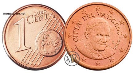 1 Cent Vatikan Euro Münzen Papst Benedikt XVI