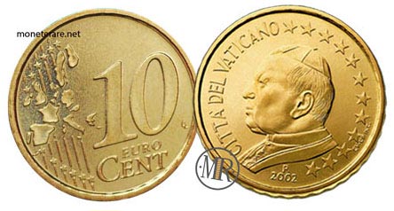 10 Eurocent Vatikan Papst Johannes Paul II 2002