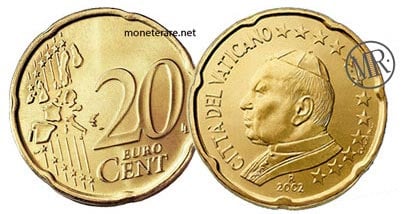 20 Eurocent Vatikan Papst Johannes Paul II 2002