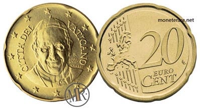 20 Eurocent Vatikan Papst Franziskus 2016