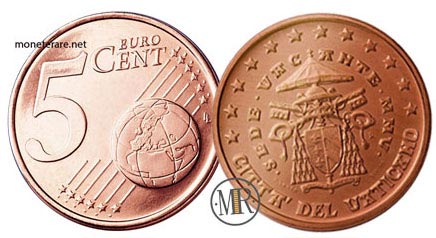 5 Eurocent Vatikan Kardinal Camerlengo 2005