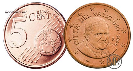 5 Eurocent Vatikan Papst Benedikt XVI 2006