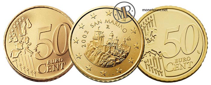 50 Eurocent der Republik San Marino Erste und Zweite Serie