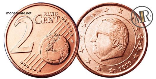2 Eurocent Belgien Erste Serie 1999