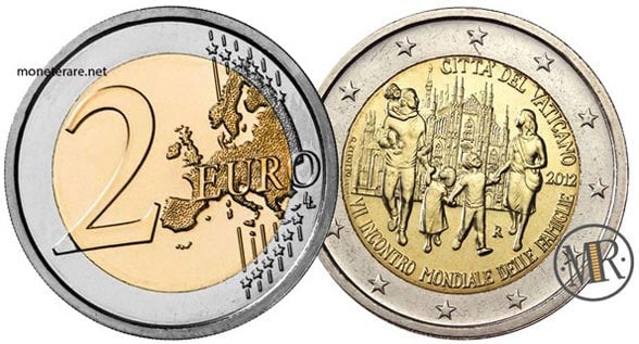 2 Euro Commemorativi Vaticano  2012 VII Incontro mondiale delle famiglie