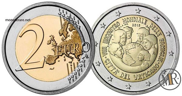 2 Euro Commemorativi Vaticano 2015 VIII Incontro mondiale delle famiglie