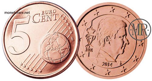 5 Eurocent Euro Belgien Vierte Serie 2014