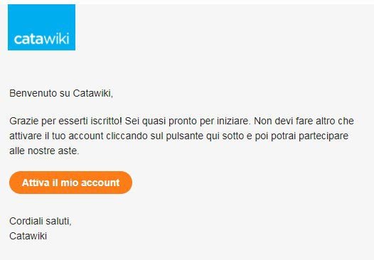 Screenshot: E-Mail mit Aktivierungsbutton – Wie man sich auf Catawiki registriert