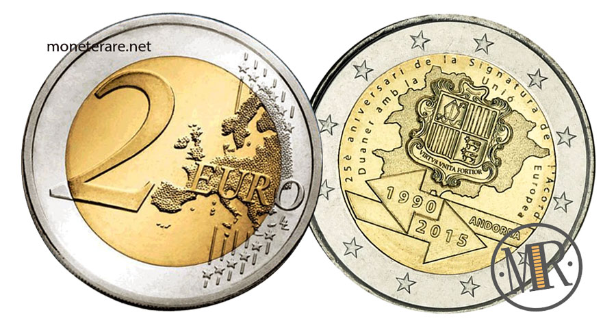2 Euro Gedenkmünzen Andorra 2015 Zollabkommen