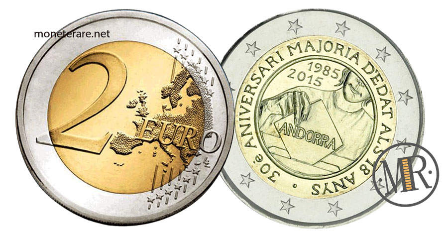 2 Euro Gedenkmünzen Andorra 2016 Volljährigkeit mit 18 Jahren